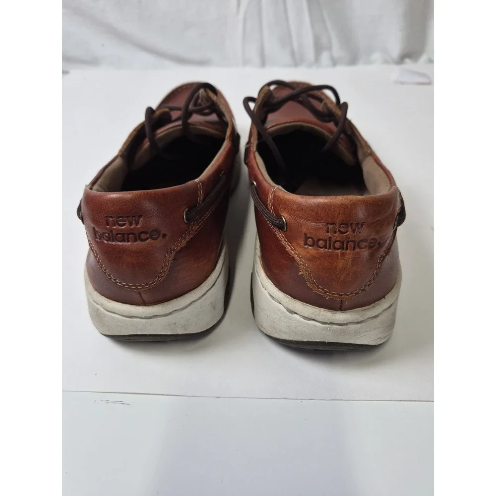 New Balance Boat Shoes Mens 11 Brown Leather‎ Lace Walking Deck Loafers MD1200SB